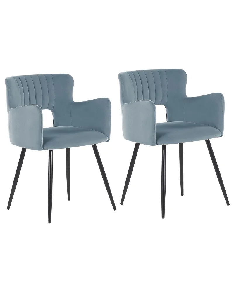 Poltrona de Rattan Conjunto de 2 cadeiras de jantar em veludo azul evidente SANILAC