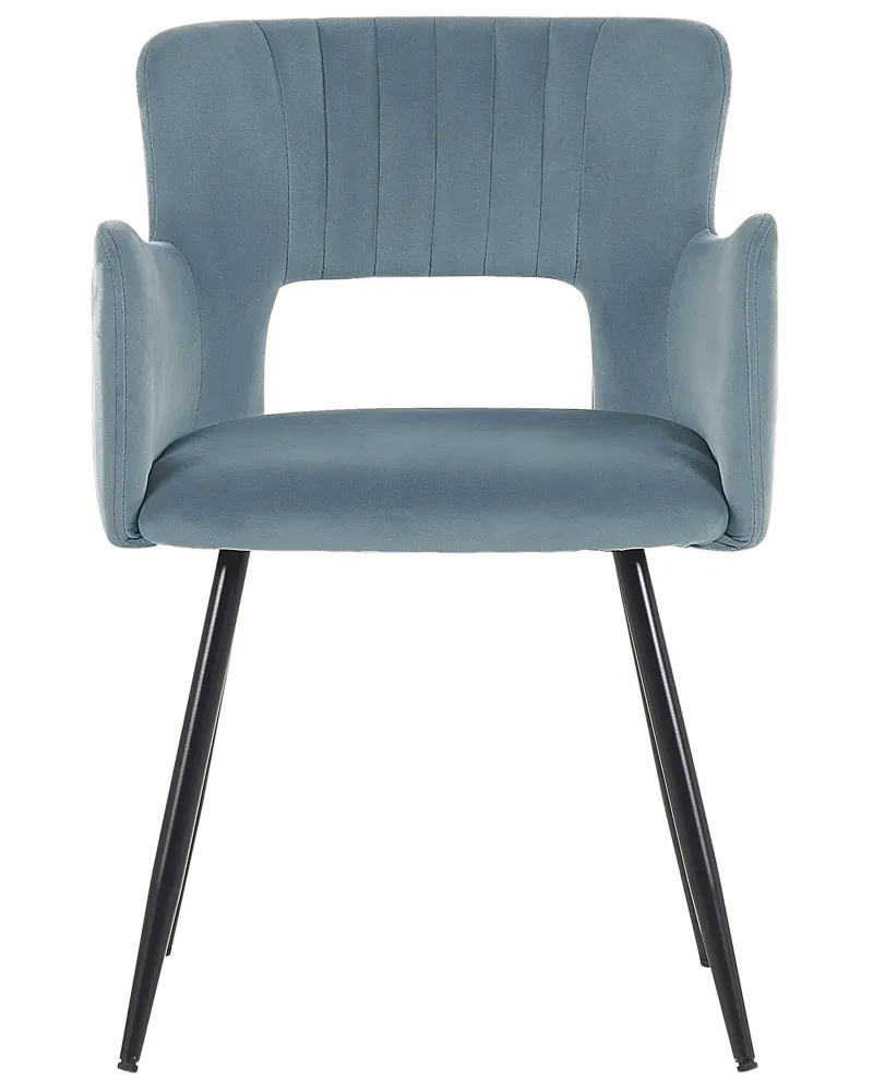 Poltrona de Rattan Conjunto de 2 cadeiras de jantar em veludo azul evidente SANILAC