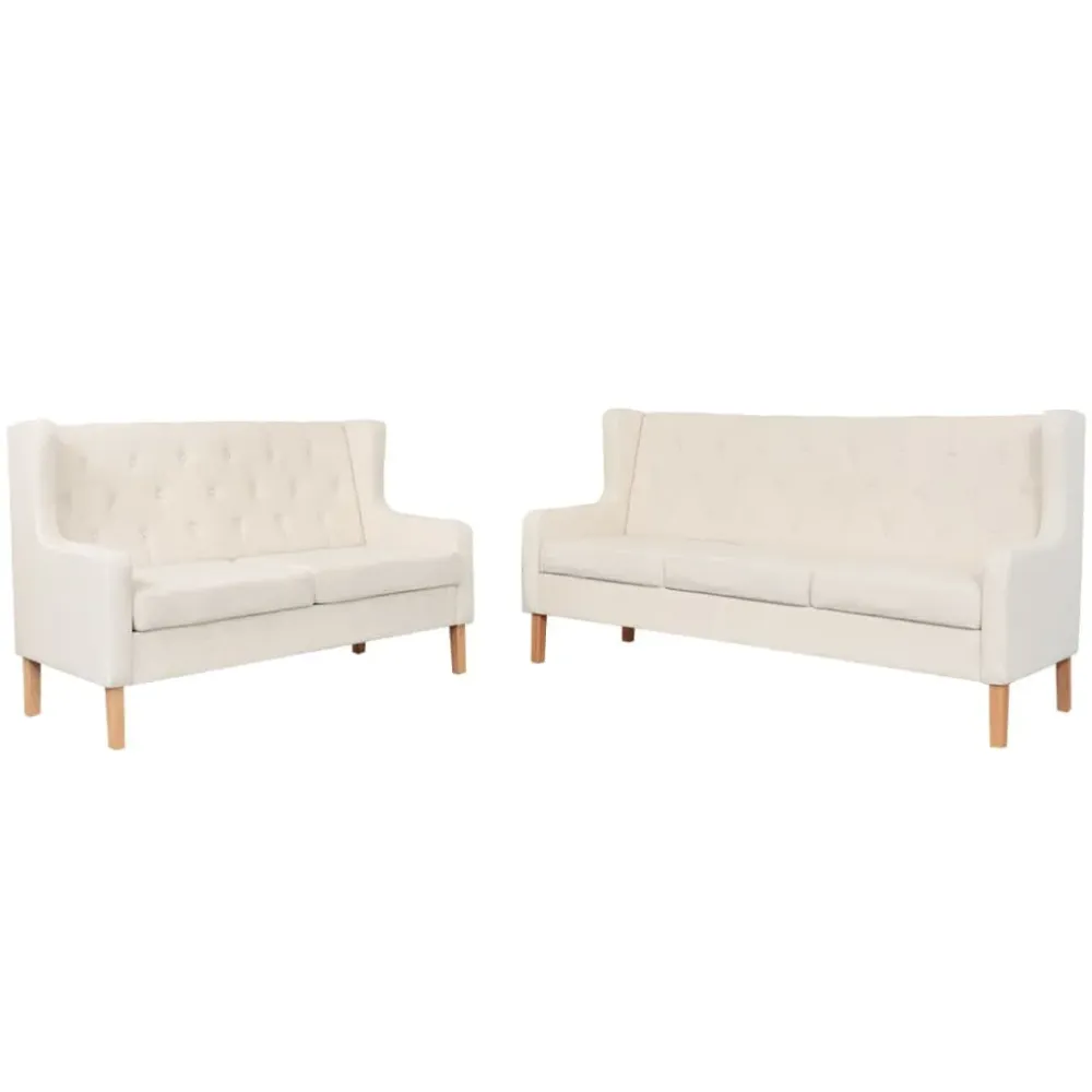 Poltrona de Rattan Conjunto de sofás 2 pcs tecido branco nata