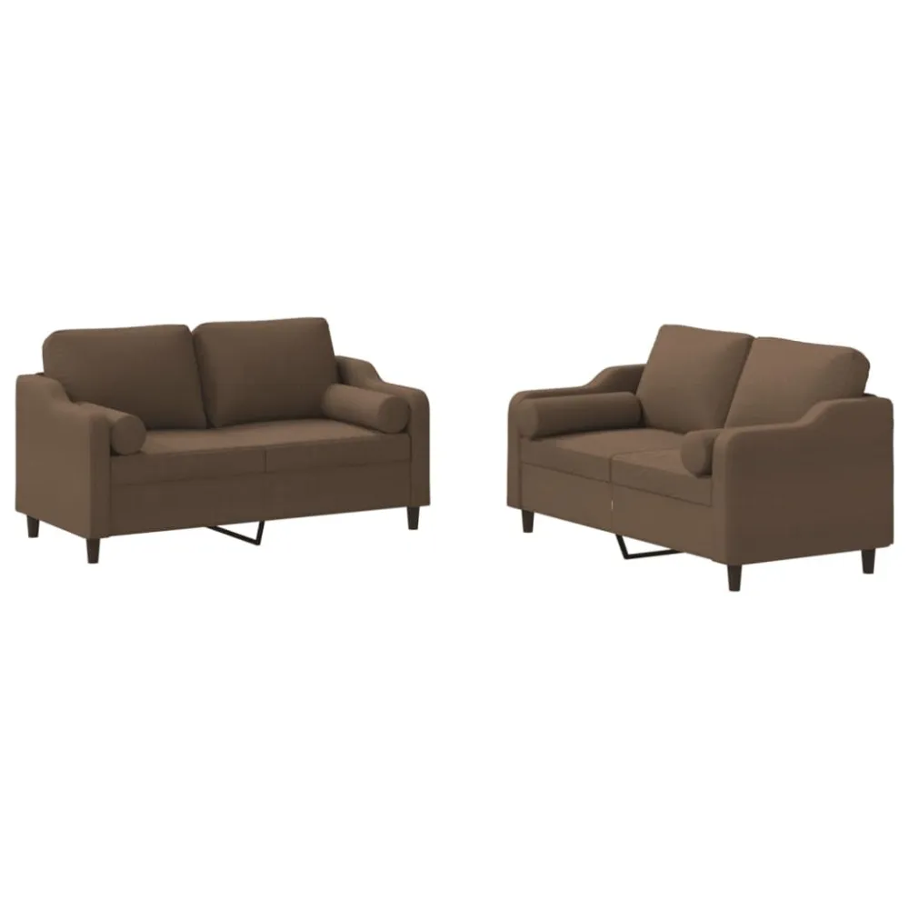 Poltrona de Rattan 2 pcs conjunto de sofás com almofadas tecido castanho