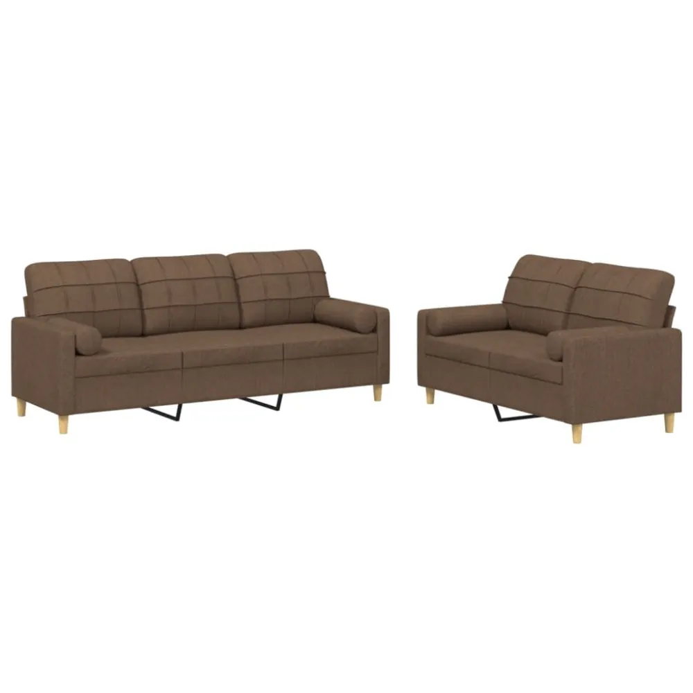 Poltrona de Rattan 2 pcs conjunto de sofás com almofadas tecido castanho