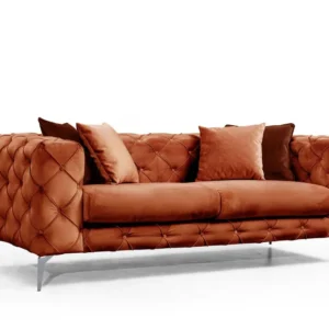 Poltrona de Rattan Sofá capitonado 2 lugares Alykes Veludo Veludo Terracota