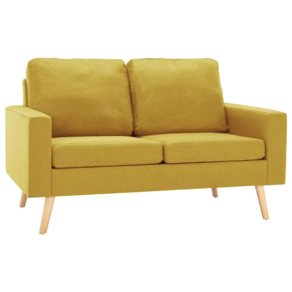 Poltrona de Rattan Sofá de 2 lugares tecido amarelo