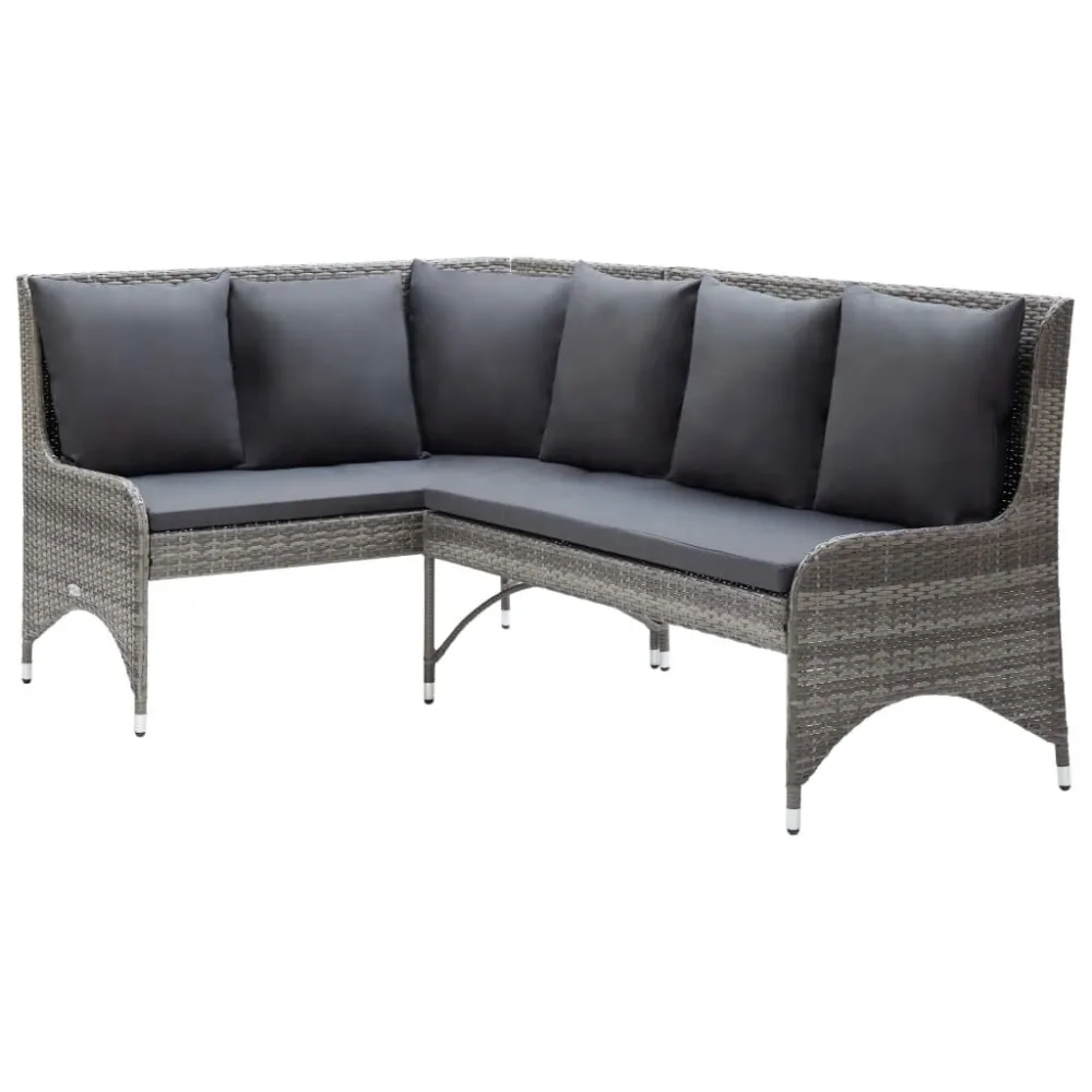 Poltrona de Rattan Sofás de canto para jardim 2 pcs vime PE cinzento