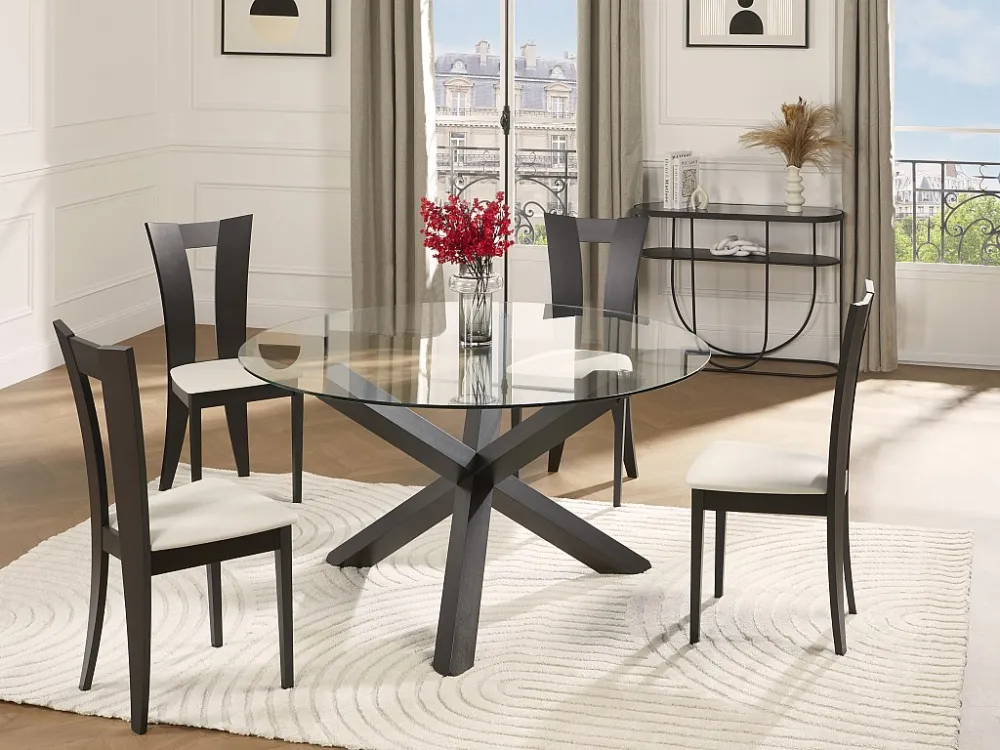 Premium Resistente ao Tempo Lote de 2 cadeiras TIFFANY - Faia maciç - Branco e wenge