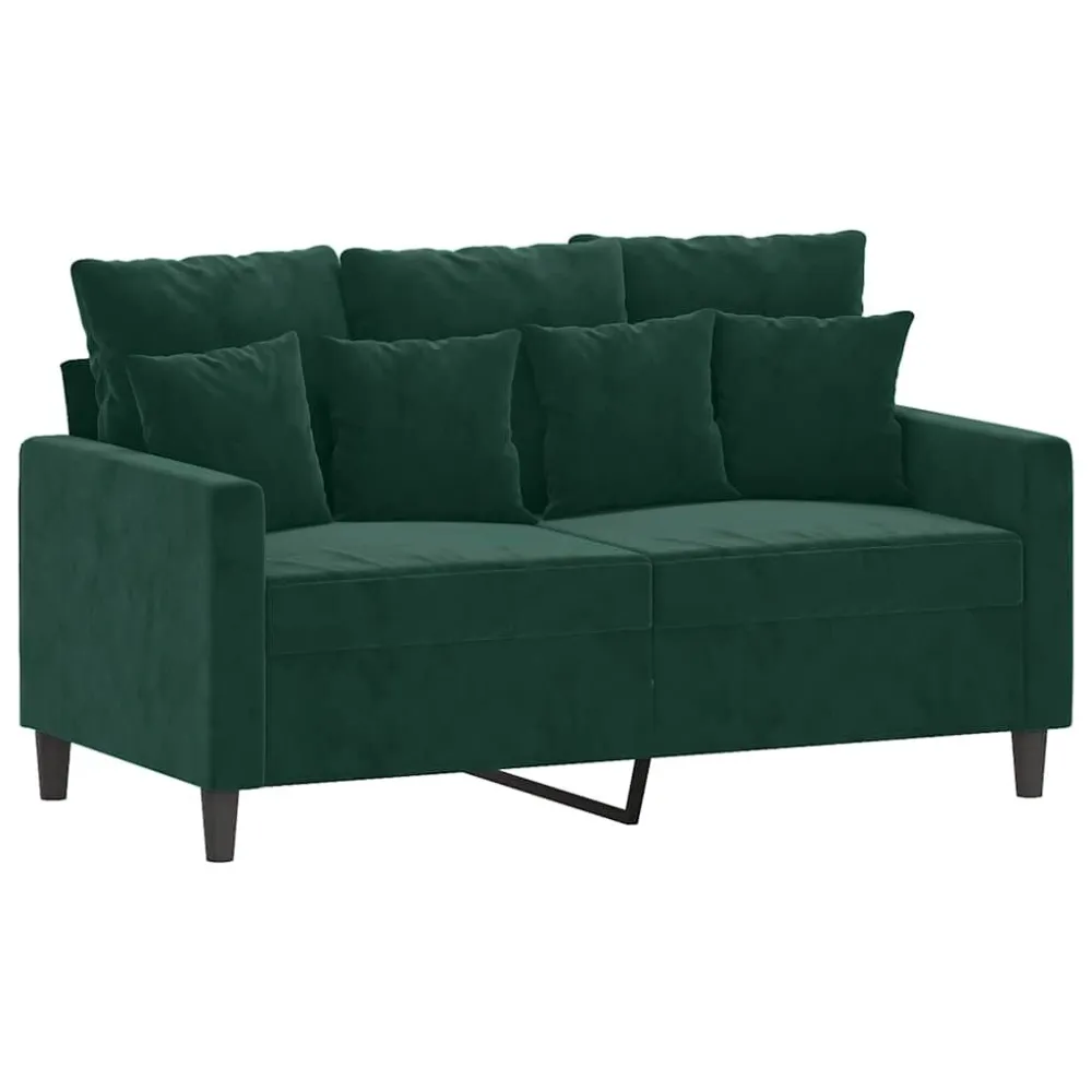 Premium Resistente ao Tempo 2 pcs conjunto de sofás com almofadões veludo verde-escuro