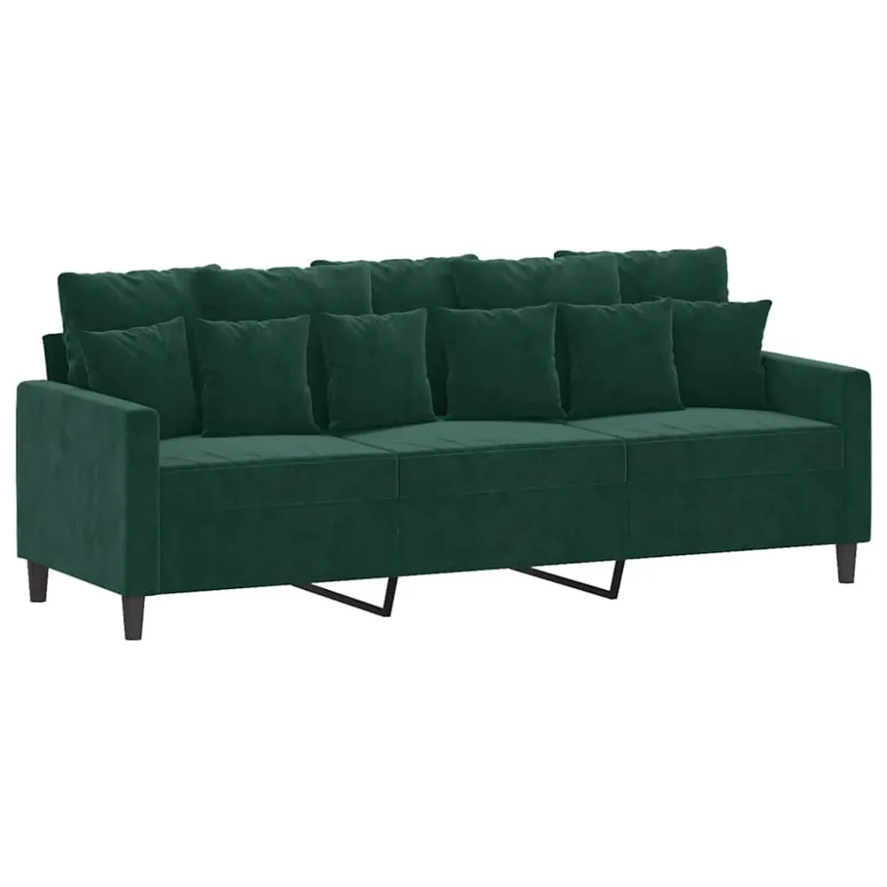 Premium Resistente ao Tempo 2 pcs conjunto de sofás com almofadões veludo verde-escuro