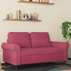 Premium Resistente ao Tempo Sofá de 2 lugares veludo 120 cm vermelho tinto