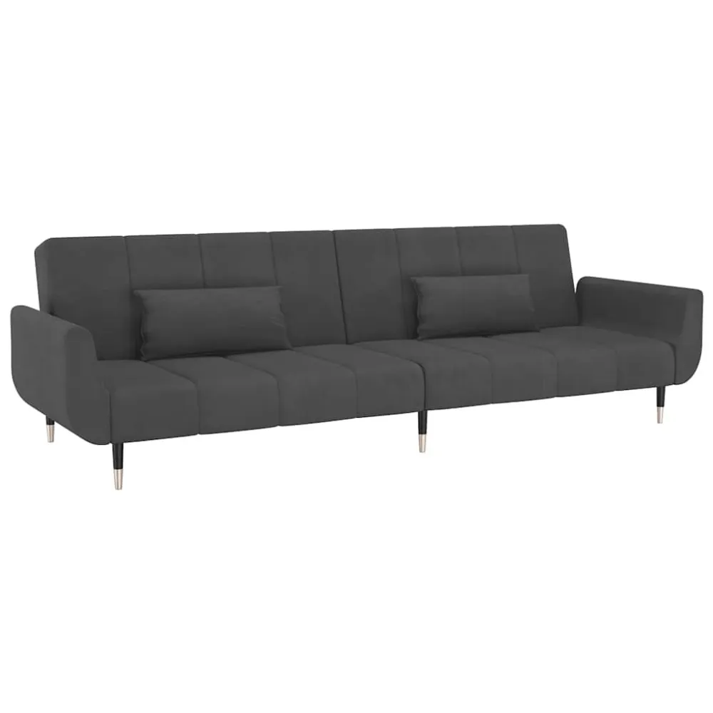 Premium Resistente ao Tempo Sofá-cama 2 lugares com duas almofadas veludo cinzento-escuro