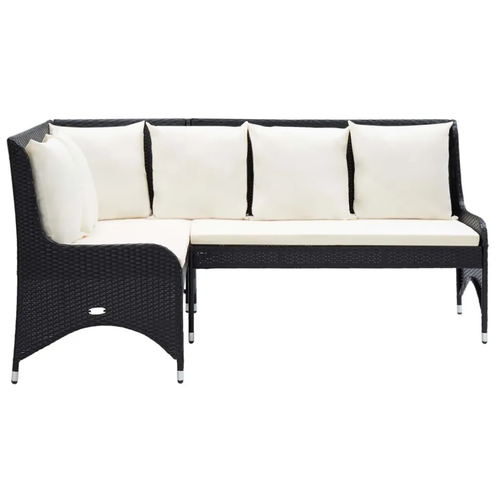 Premium Resistente ao Tempo Sofás de canto para jardim 2 pcs vime PE preto
