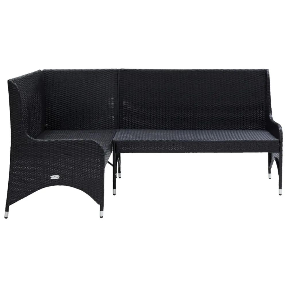 Premium Resistente ao Tempo Sofás de canto para jardim 2 pcs vime PE preto