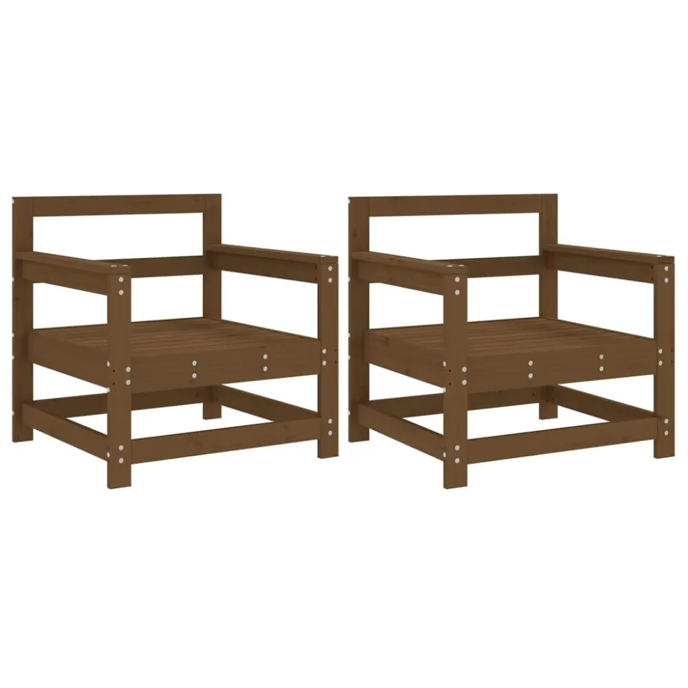 Puf de Exterior Cadeiras de jardim 2 pcs madeira de pinho maciç castanho-mel