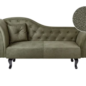 Puf de Exterior Chaise-longue à esquerda em veludo verde azeitona LATTES II