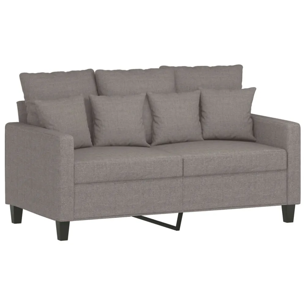 Puf de Exterior 2 pcs conjunto de sofás com almofadões tecido cinza-acastanhado