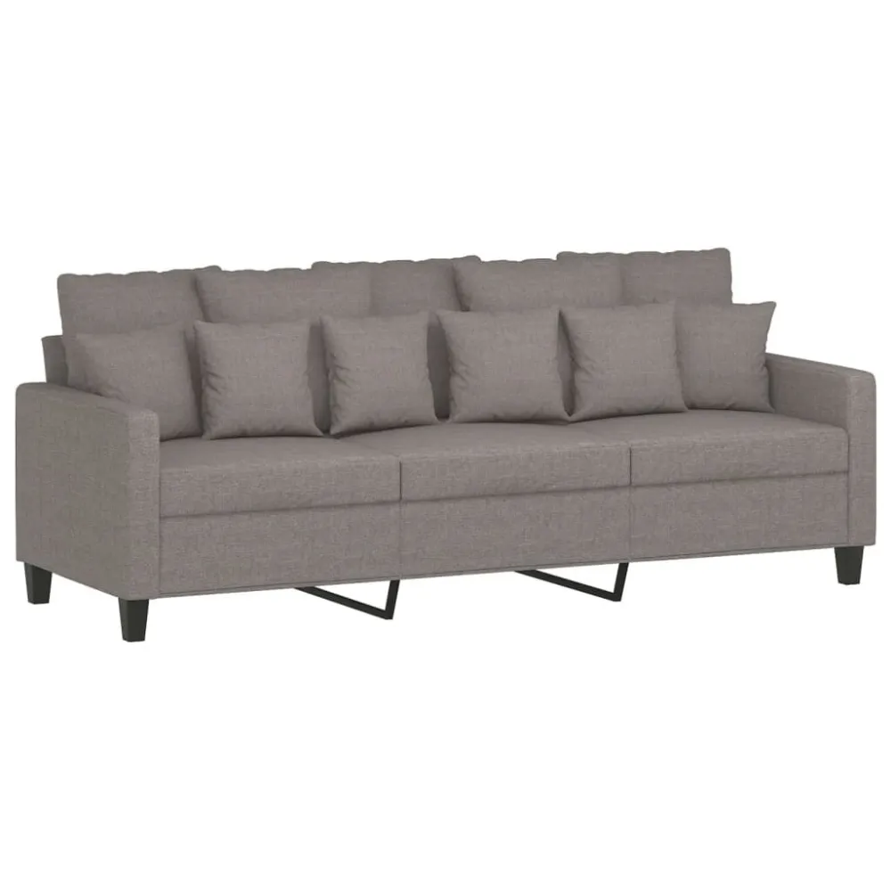 Puf de Exterior 2 pcs conjunto de sofás com almofadões tecido cinza-acastanhado
