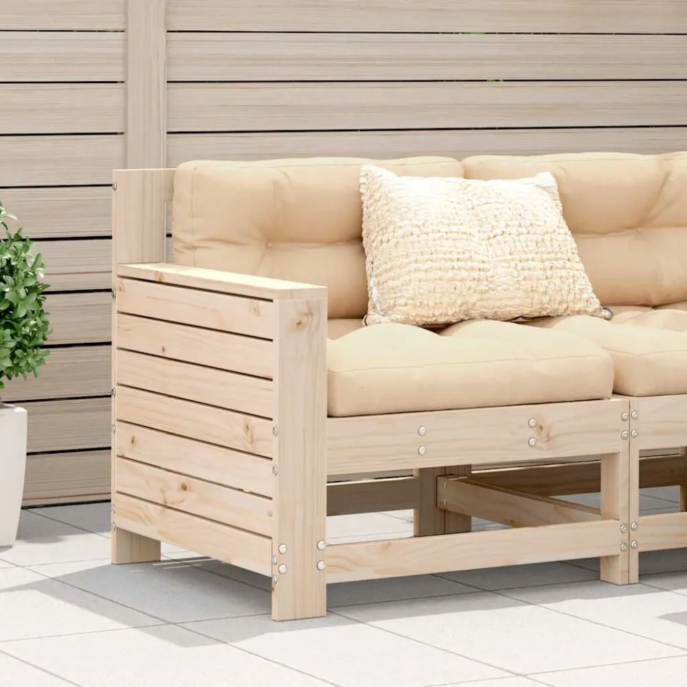 Puf de Exterior Sofá de jardim com apoio de braços 69x62x70,5 cm pinho maciço