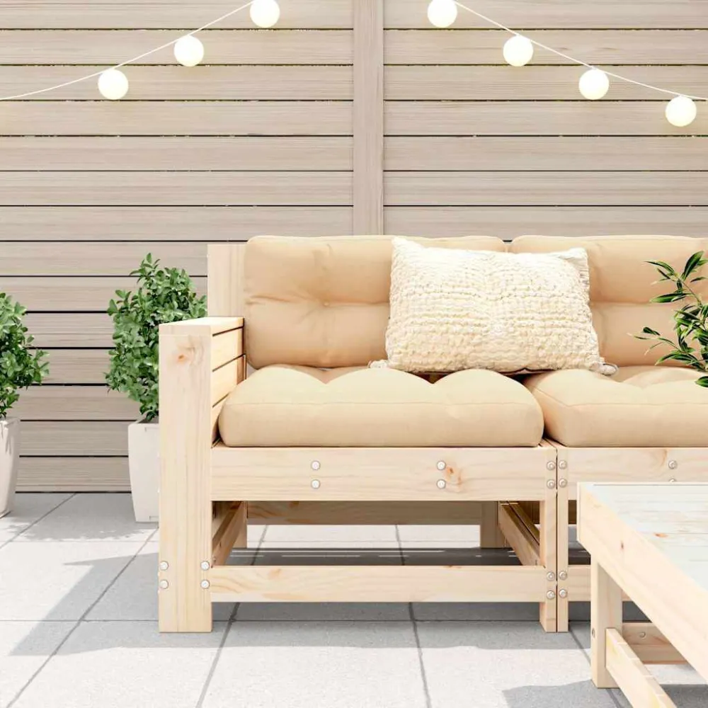 Puf de Exterior Sofá de jardim com apoio de braços 69x62x70,5 cm pinho maciço