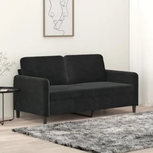 Puf de Exterior Sofá de 2 lugares veludo 140 cm preto