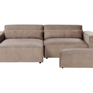Right Hand 2 Seater Encaixável Fabric Corner Sofa Ottoman Brown HELLNAR