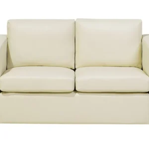 2 Seater Leather Sofa Cream HELSINKI