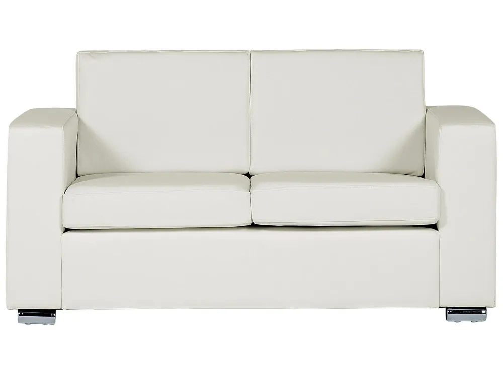 2 Seater Leather Sofa White HELSINKI