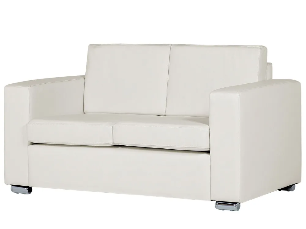 2 Seater Leather Sofa White HELSINKI