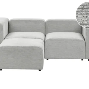 2 Seater Modular Corduroy Sofa Ottoman Grey FALSTERBO
