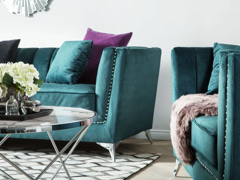 2 Seater Velvet Fabric Sofa Teal GAULA