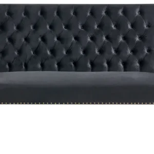 2 Seater Velvet Kitchen Sofa Black TORSBY