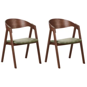 Set 2 Dining Chairs Dark Wood and Musgo YUBA