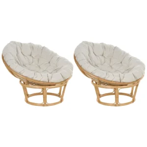 Set 2 Garden Chairs Cushions SALVO Rattan Genuíno com Almofada Inclusa
