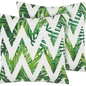 Set 2 Outdoor Cushions Chevron 45 x 45 cm White and Musgo BRENTO