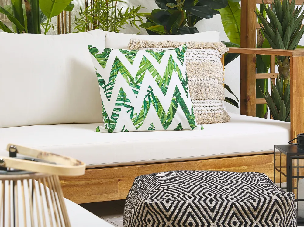 Set 2 Outdoor Cushions Chevron 45 x 45 cm White and Musgo BRENTO