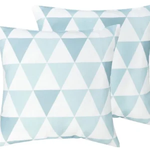 Set 2 Outdoor Cushions Triangle Pattern 40 x 40 cm Marinho and White TRIFOS
