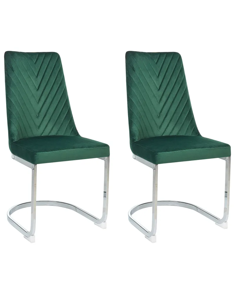 Set 2 Tecido macio Dining Chairs Green ALTOONA