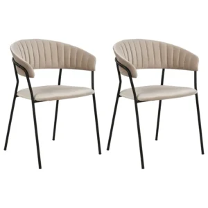 Set 2 Veludo Dining Chairs Taupe MARIPOSA