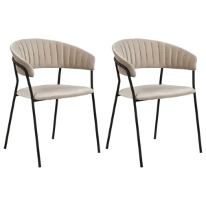 Set 2 Veludo Dining Chairs Taupe MARIPOSA