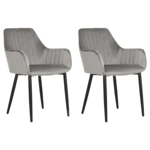 Set 2 Velvet Dining Chairs Dark Grey WELLSTON