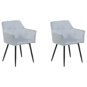 Set 2 Velvet Dining Chairs Grey JASMIN