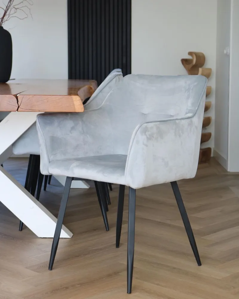 Set 2 Velvet Dining Chairs Grey JASMIN