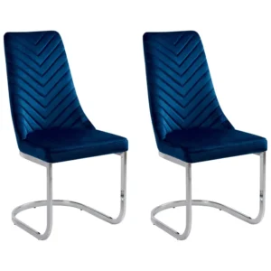 Set 2 Velvet Dining Chairs Navy Blue ALTOONA