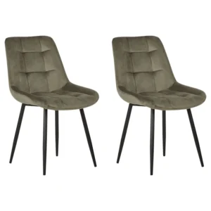 Set 2 Velvet Dining Chairs Olive Green MELROSE