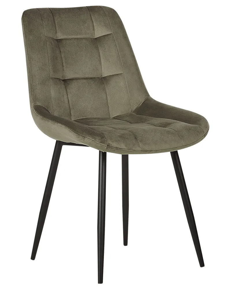 Set 2 Velvet Dining Chairs Olive Green MELROSE