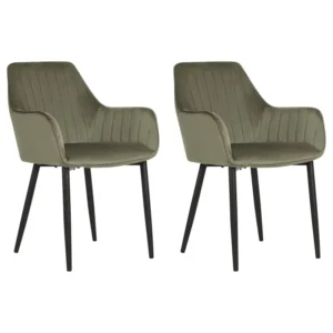 Set 2 Velvet Dining Chairs Olive Verde WELLSTON