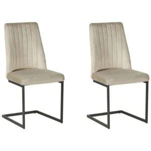 Set 2 Velvet Dining Chairs Taupe LAVONIA