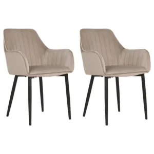 Set 2 Velvet Dining Chairs Taupe WELLSTON