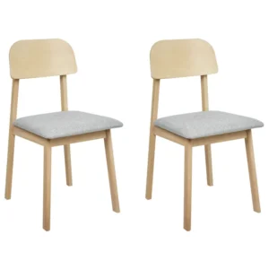 Set 2 Wooden Dining Chairs Light Wood and Light Grey SCANDIA