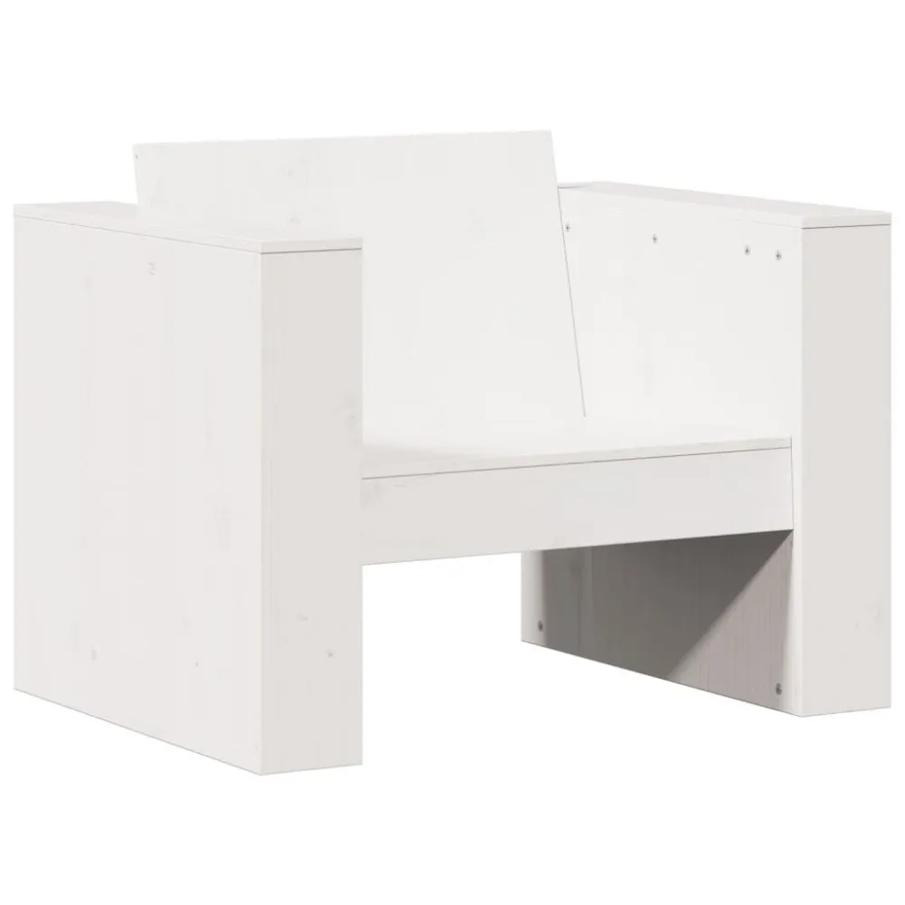 Sofá de jardim 79x60x62 cm madeira de pinho maciç branco | Montagem Fácil e Rápida