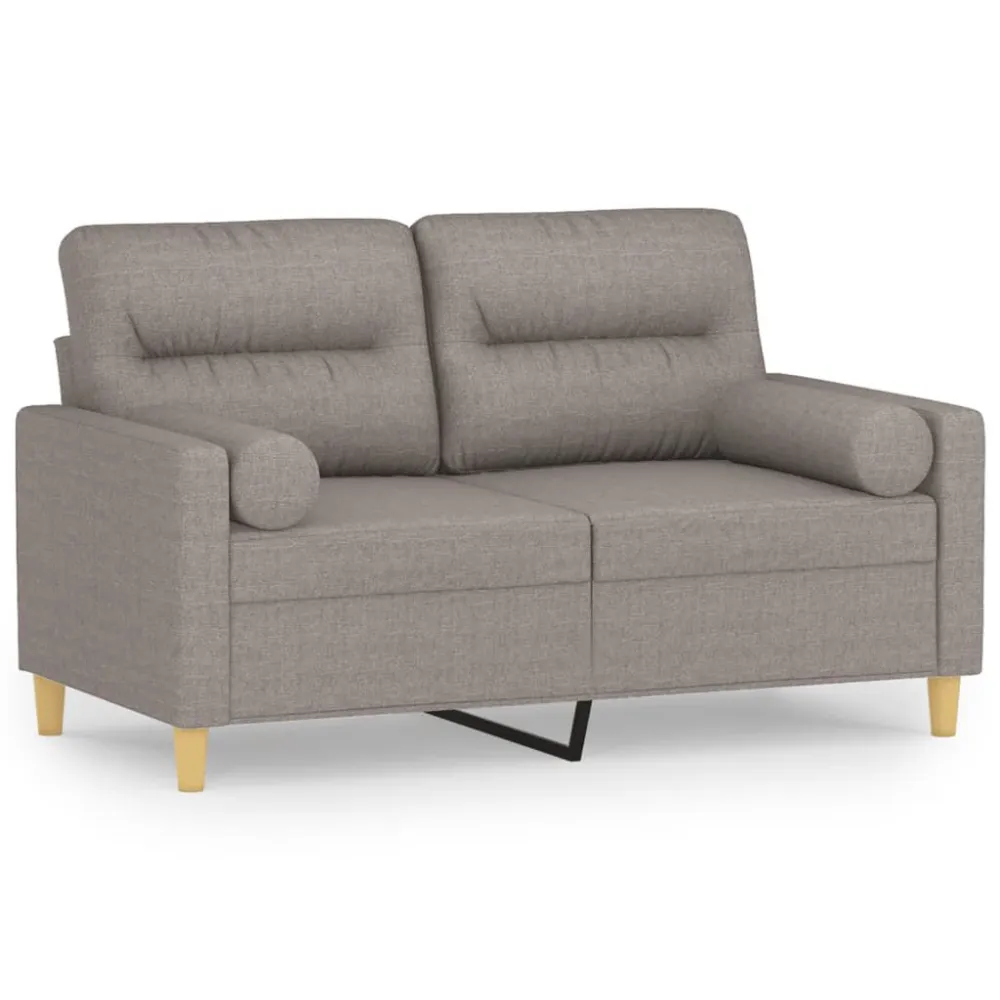 Sofá 2 lug. +almofadas decoração 120cm tecido cinza-acastanhado para Relaxamento ao Ar Livre