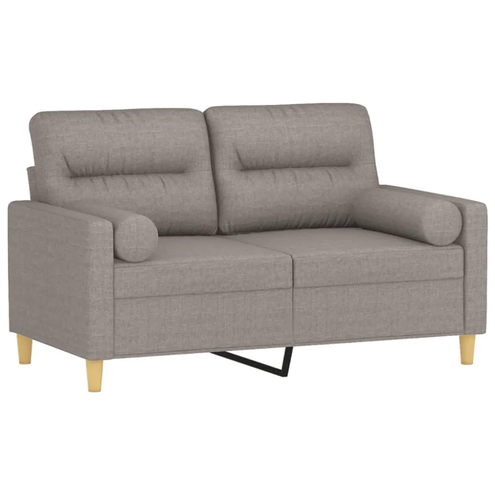 Sofá 2 lug. +almofadas decoração 120cm tecido cinza-acastanhado para Relaxamento ao Ar Livre